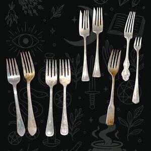Vintage Silverplate Fork Lot 9 Piece Mixed Replacement Flatware